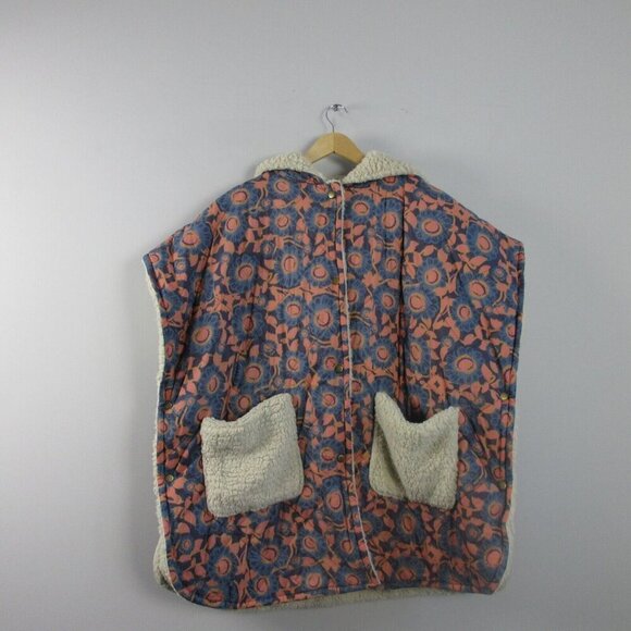 Natural Life Kimono Sherpa Jacket Women L XL Snap Hooded Boho Oversized Hood 764 - Picture 1 of 16